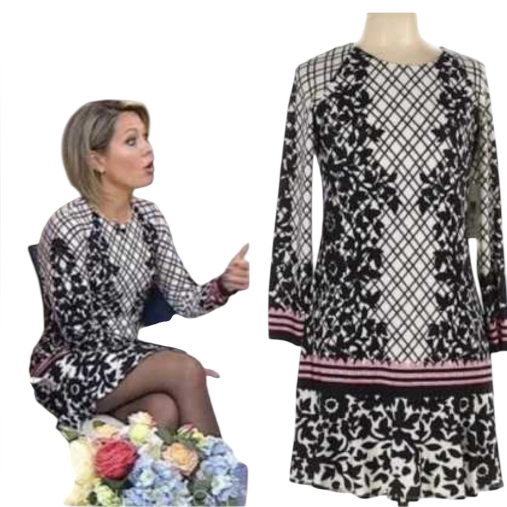 Eliza J Black and White Mini Dress floral size 8 - Picture 2 of 16